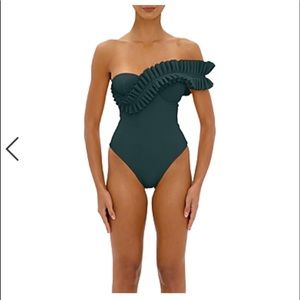 NWT Andrea Iyamah Nisi One-Shoulder RuffleSwimsuit